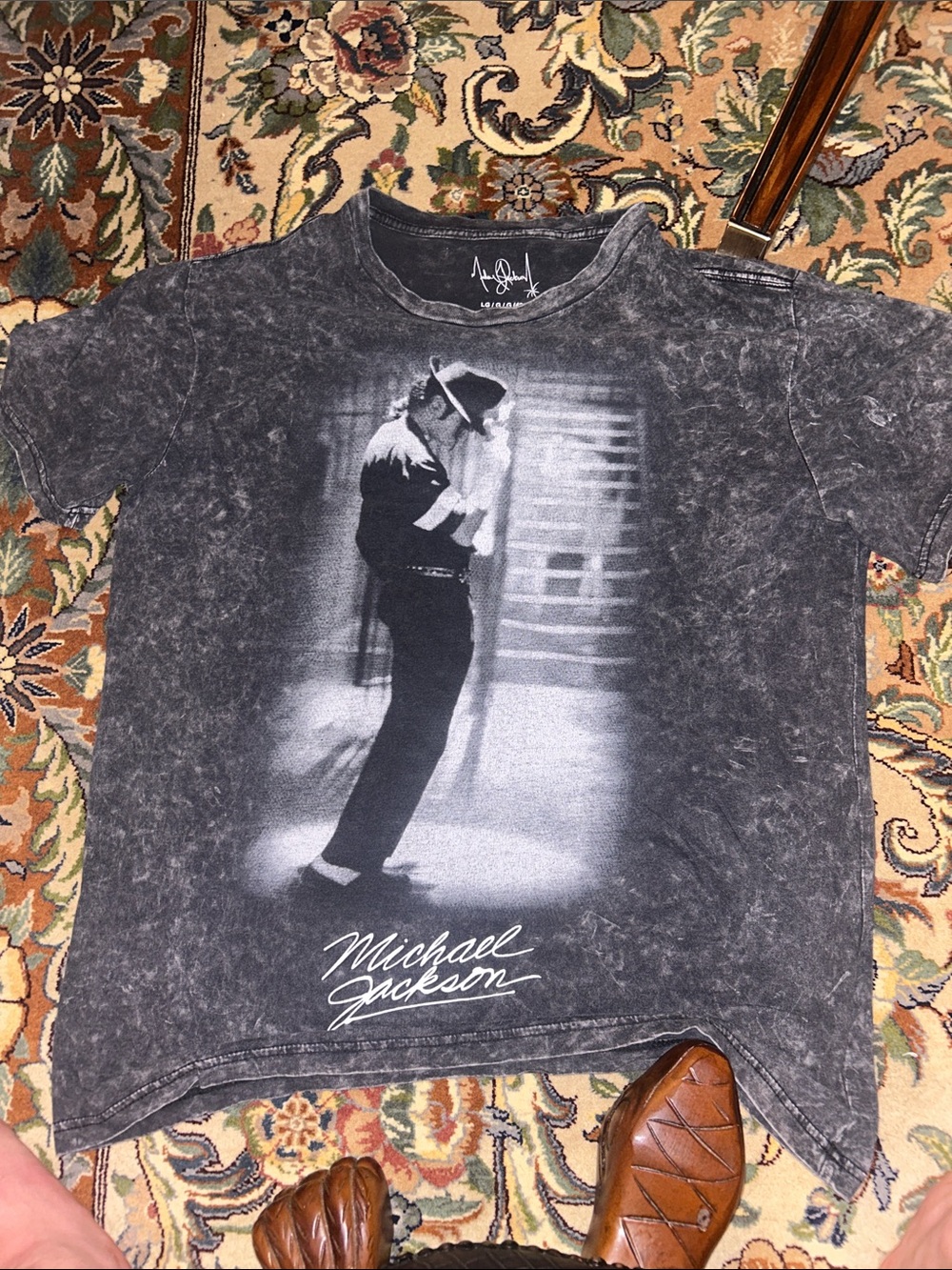 Michael Jackson Graphic Tee — Washed Charcoal Short Sleeve Shirt